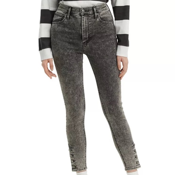 NWT Levi’s Women’s Mile High Skinny Jeans Gray Acid Wash Button Ankle Size 10/30 - Picture 3 of 10
